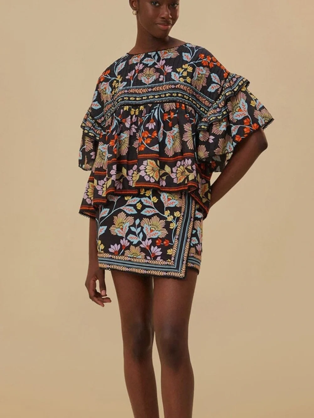 Farm Rio Flowery Black Mini Skirt, Size 25
